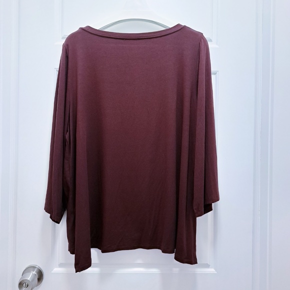 Eileen Fisher Cassis Jersey Jewel Neck Flare Sleeve Top Size 1X - Picture 5 of 7